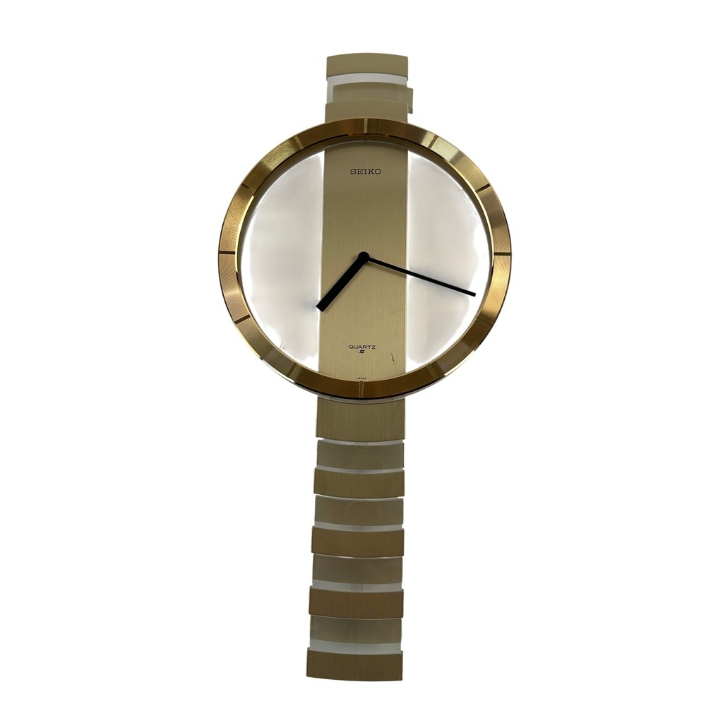 Seiko Wall Clock Gold Tone QPH108G Vintage Oversized Wristwatch Style FOR REPAIR